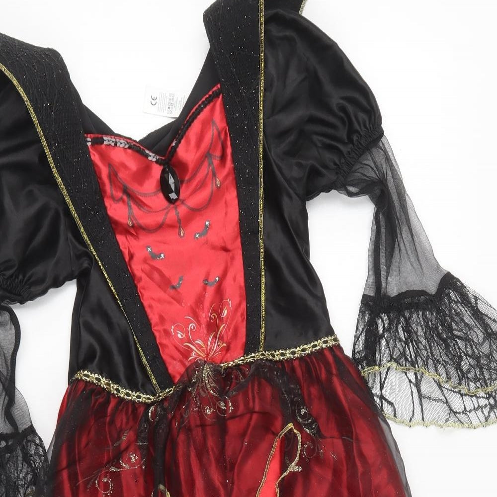 F&F Girls Red Polyester Skater Dress Size 5-6 Years Collared - Halloween costume