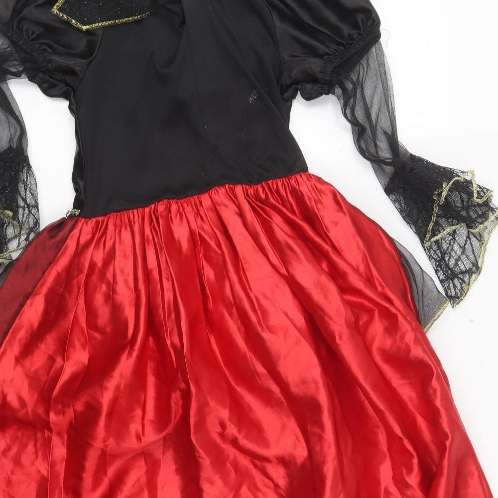 F&F Girls Red Polyester Skater Dress Size 5-6 Years Collared - Halloween costume
