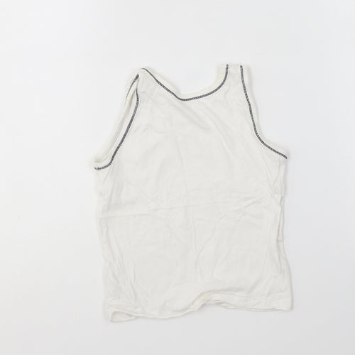 Mothercare Boys White Cotton Basic Tank Size 2-3 Years Round Neck - Thomas the tank
