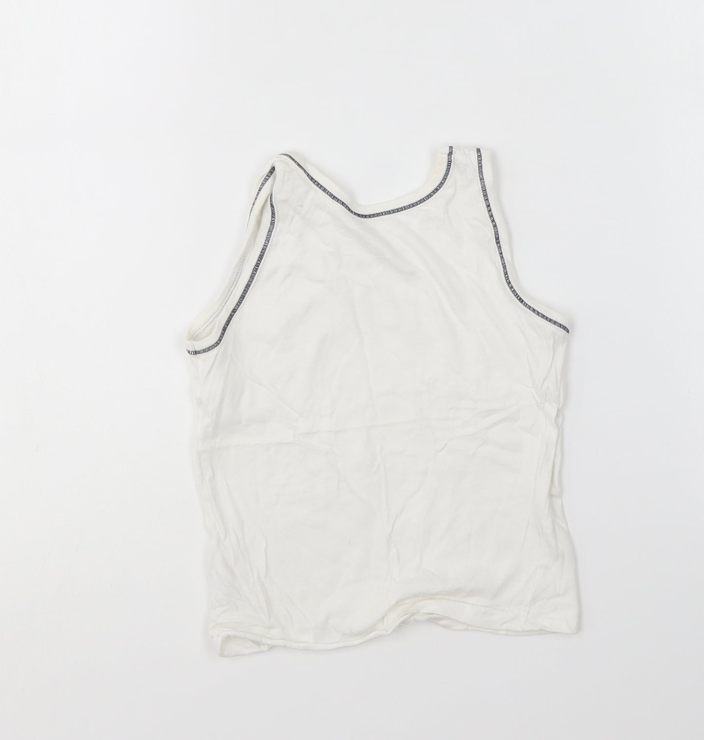 Mothercare Boys White Cotton Basic Tank Size 2-3 Years Round Neck - Thomas the tank