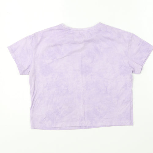 Dunnes Stores Girls Purple Polyester Cropped T-Shirt Size 10-11 Years Round Neck - Style Icon