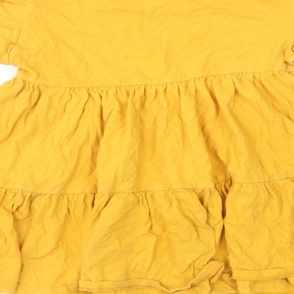 Matalan Girls Yellow Cotton Skater Dress Size 5 Years Round Neck