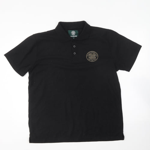 Celtic Football Club Mens Black Polyester Polo Size L Collared