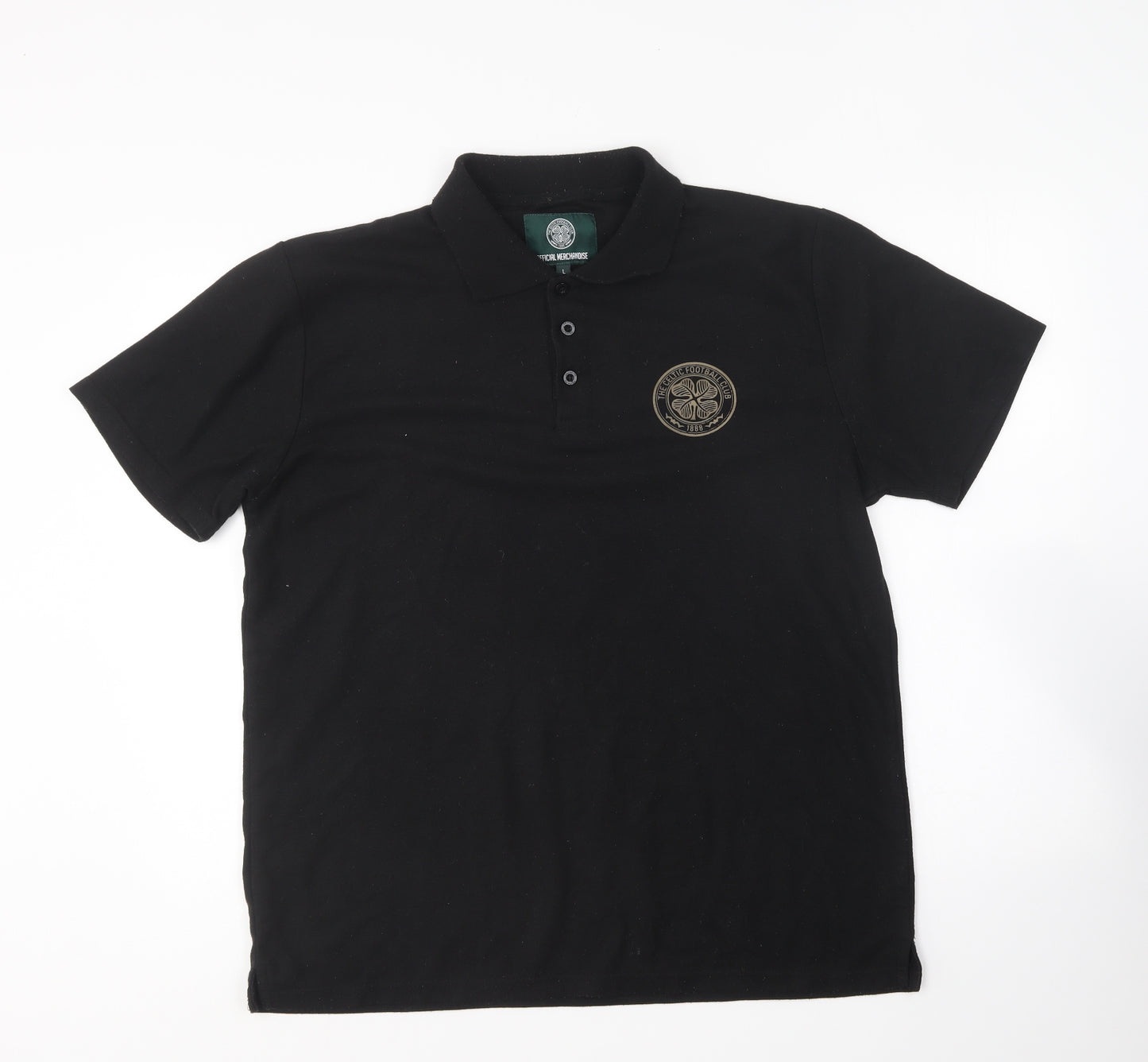 Celtic Football Club Mens Black Polyester Polo Size L Collared
