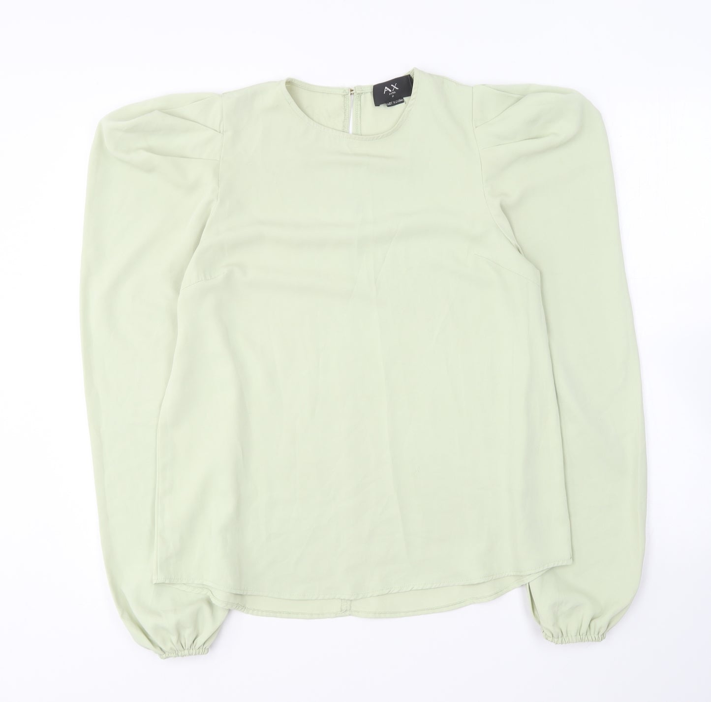 AX Paris Womens Green Polyester Basic Blouse Size 8 Round Neck