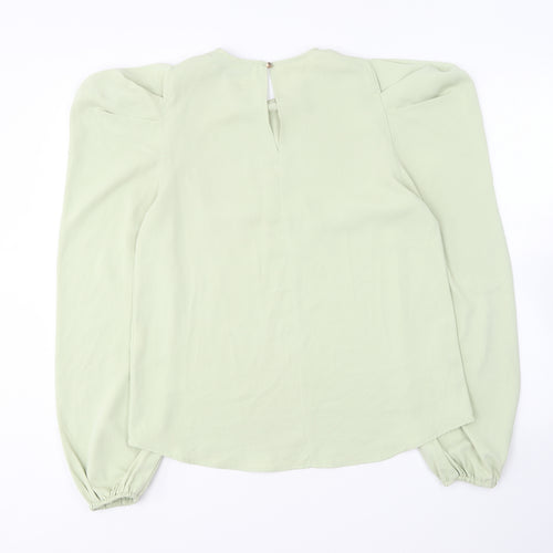 AX Paris Womens Green Polyester Basic Blouse Size 8 Round Neck