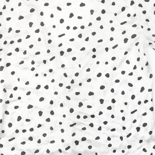 ASOS Womens White Polka Dot Polyester Basic Button-Up Size 6 V-Neck