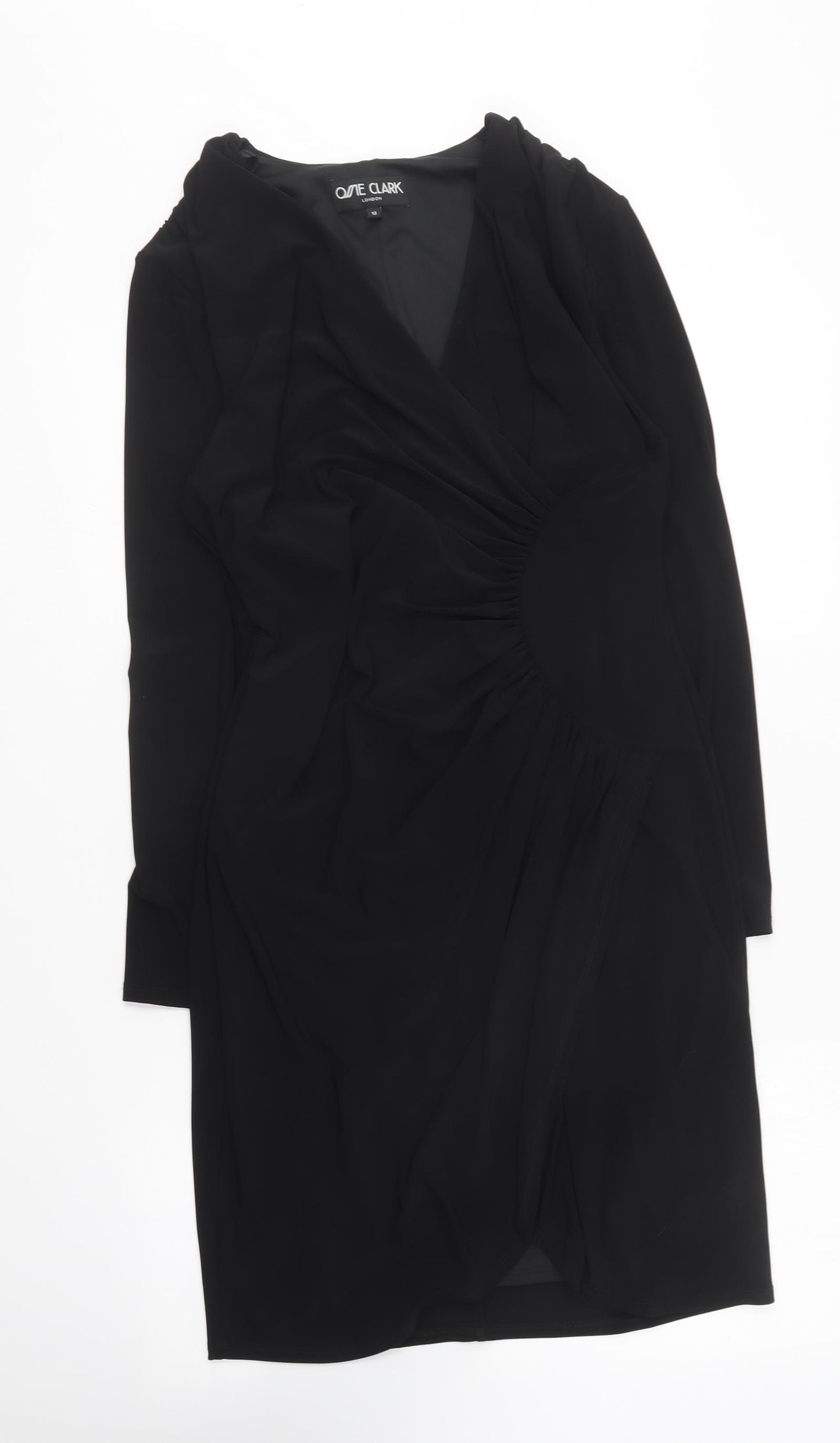 One Clark Womens Black Polyester Mini Size 12 V-Neck