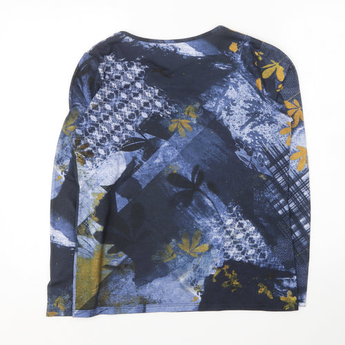 Diane Laury Womens Blue Cotton Basic T-Shirt Size 14 V-Neck