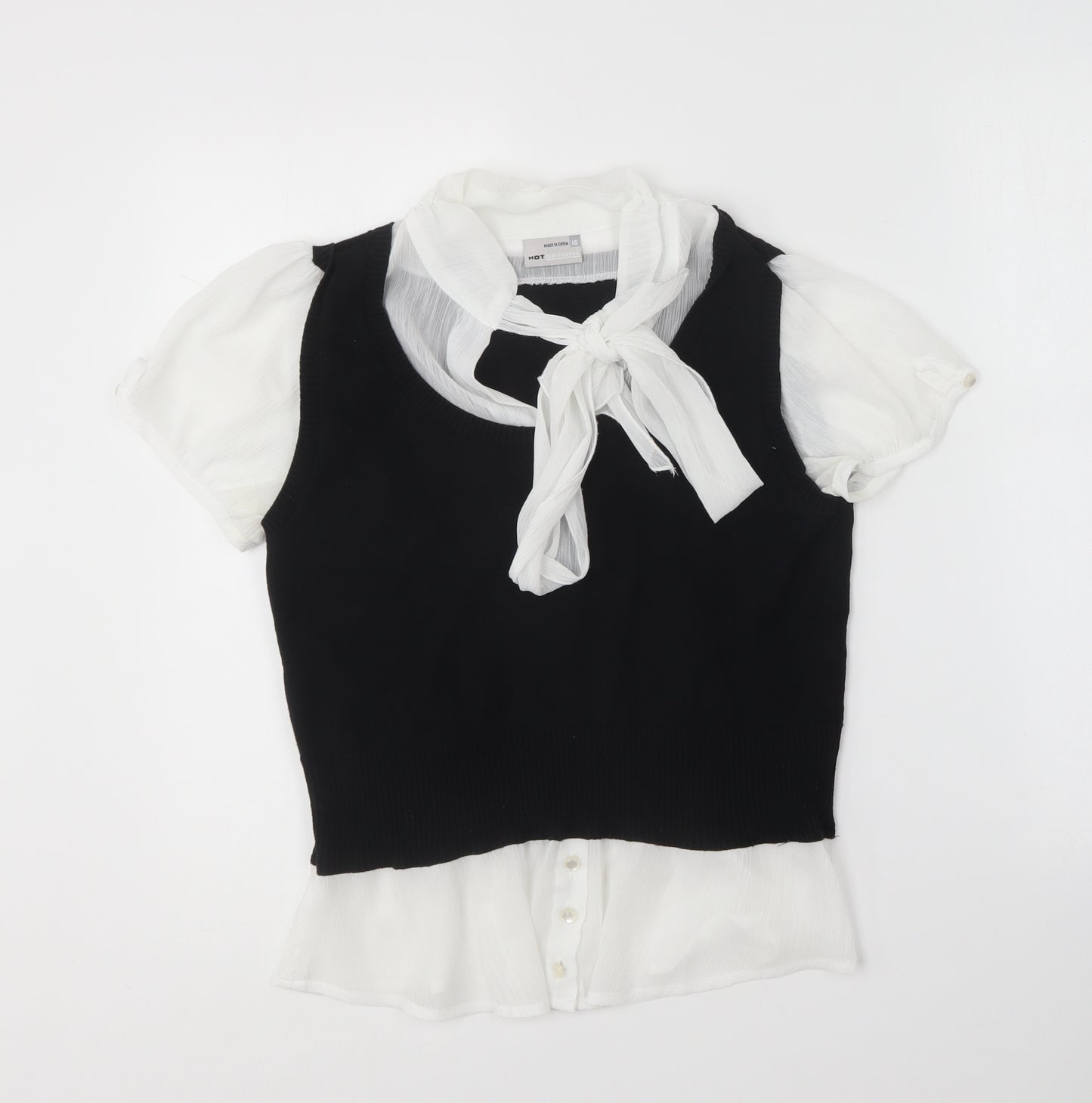 Hot Options Womens Black Cotton Basic Blouse Size 16 Collared