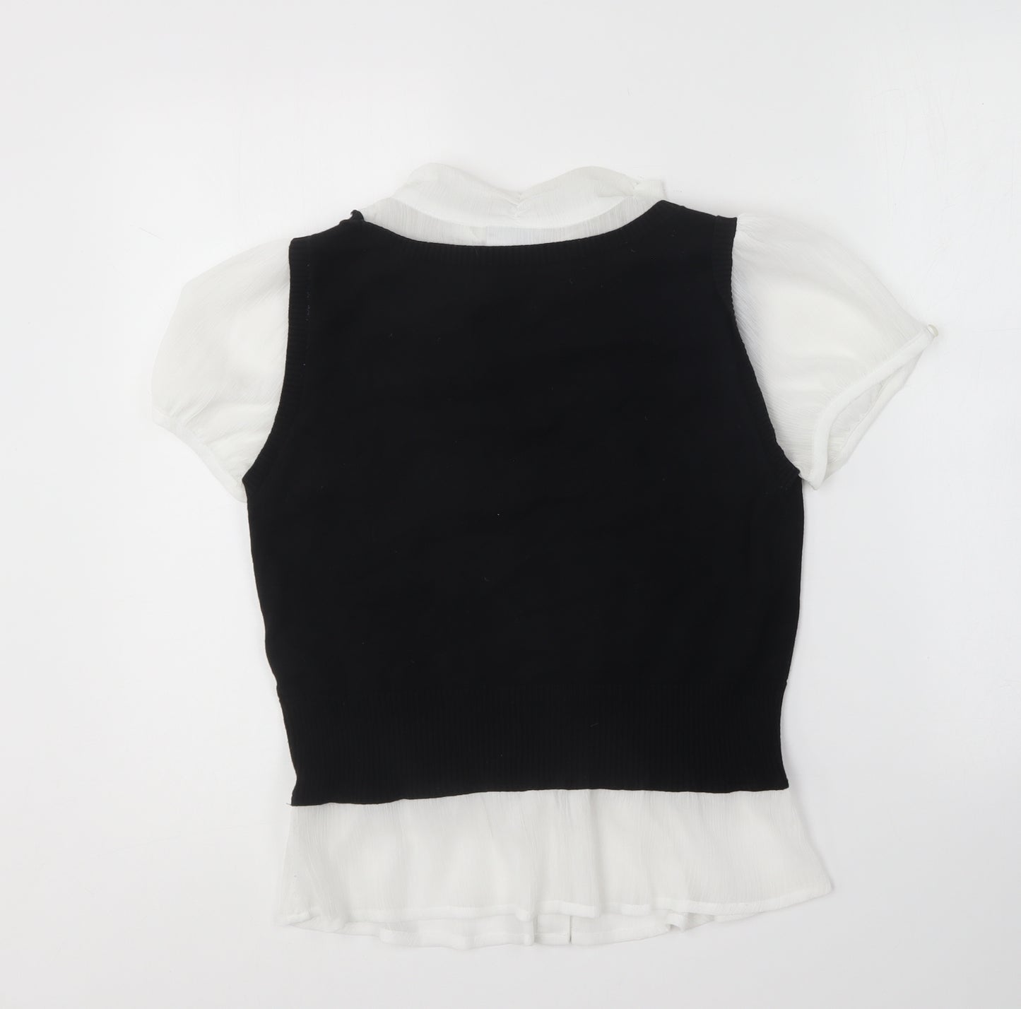 Hot Options Womens Black Cotton Basic Blouse Size 16 Collared