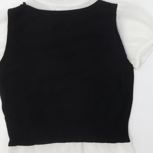 Hot Options Womens Black Cotton Basic Blouse Size 16 Collared