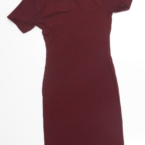 Primark Womens Purple Polyester Bodycon Size 4 Round Neck