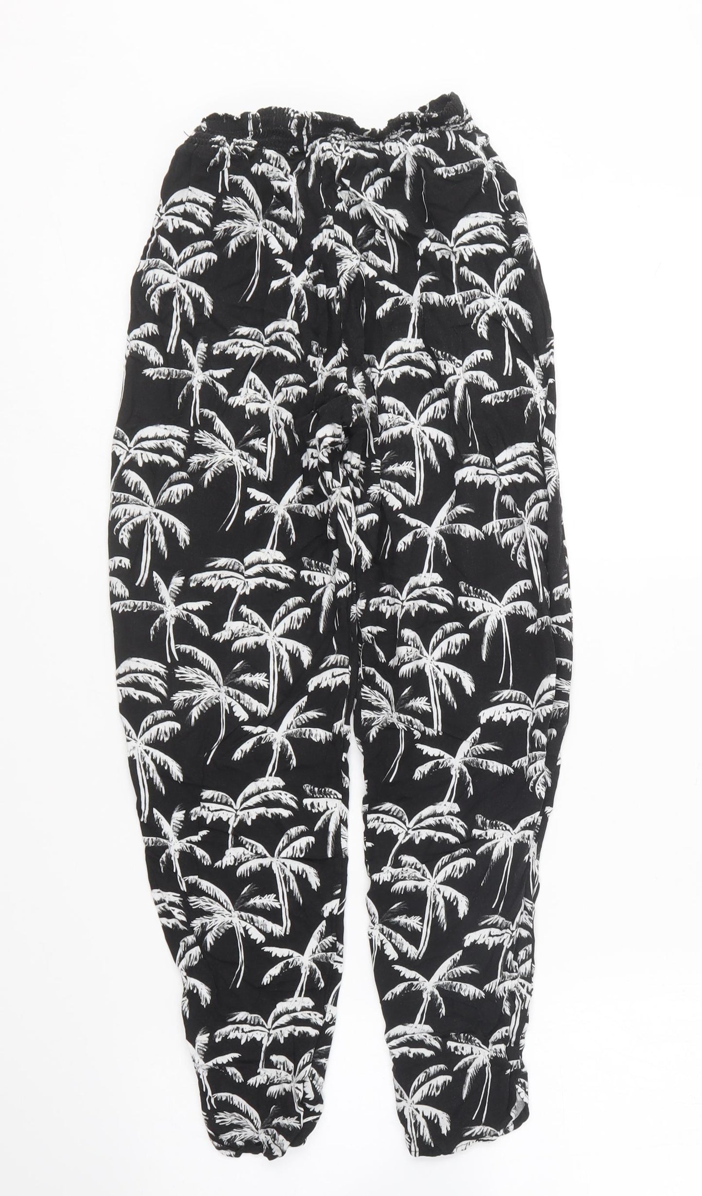 H&M Girls Black Geometric Viscose Jogger Trousers Size 11-12 Years Regular