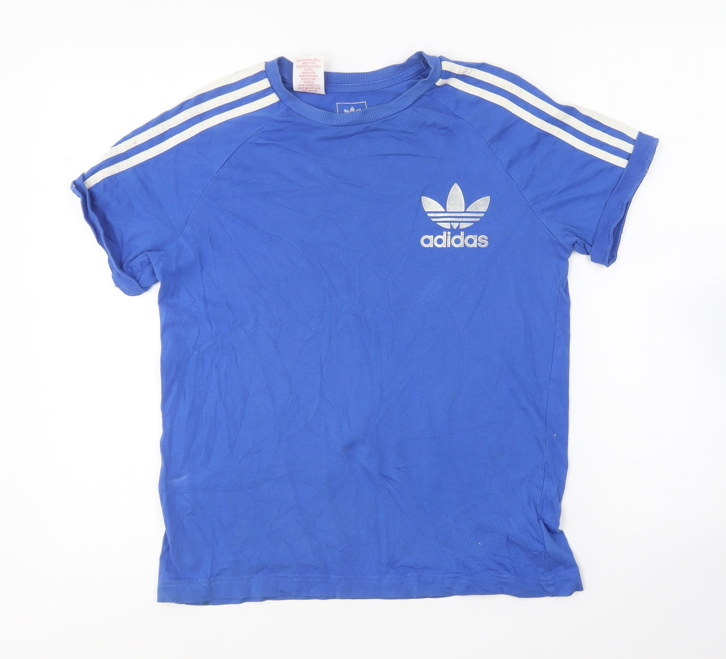 adidas Boys Blue Cotton Basic T-Shirt Size 13-14 Years Round Neck