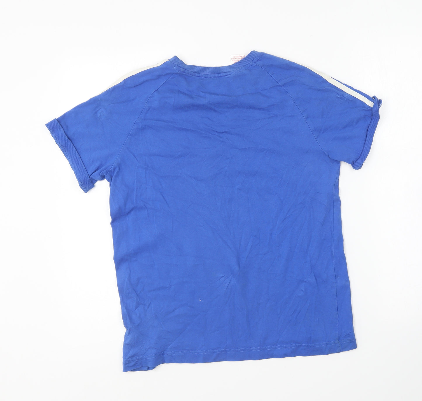 adidas Boys Blue Cotton Basic T-Shirt Size 13-14 Years Round Neck