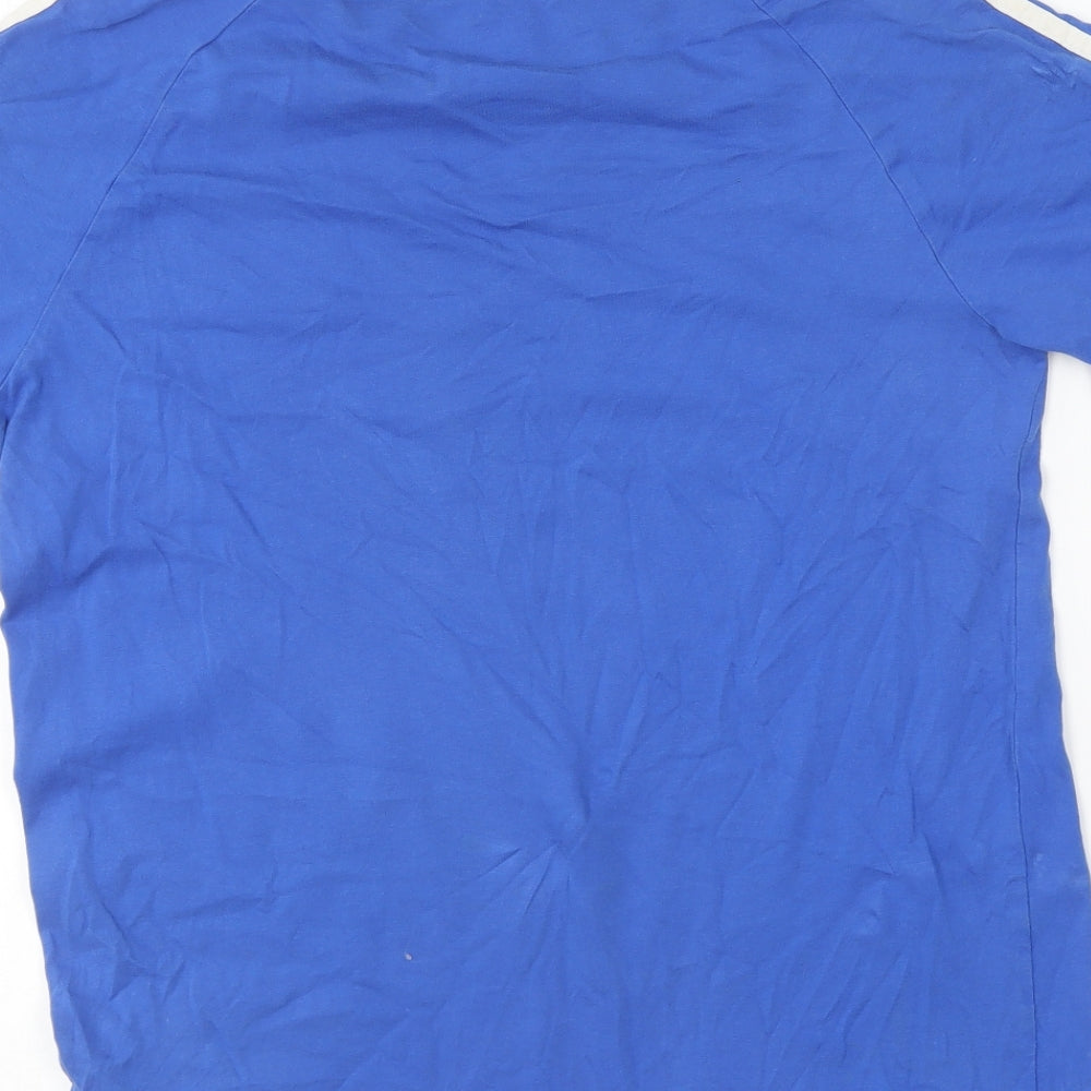 adidas Boys Blue Cotton Basic T-Shirt Size 13-14 Years Round Neck