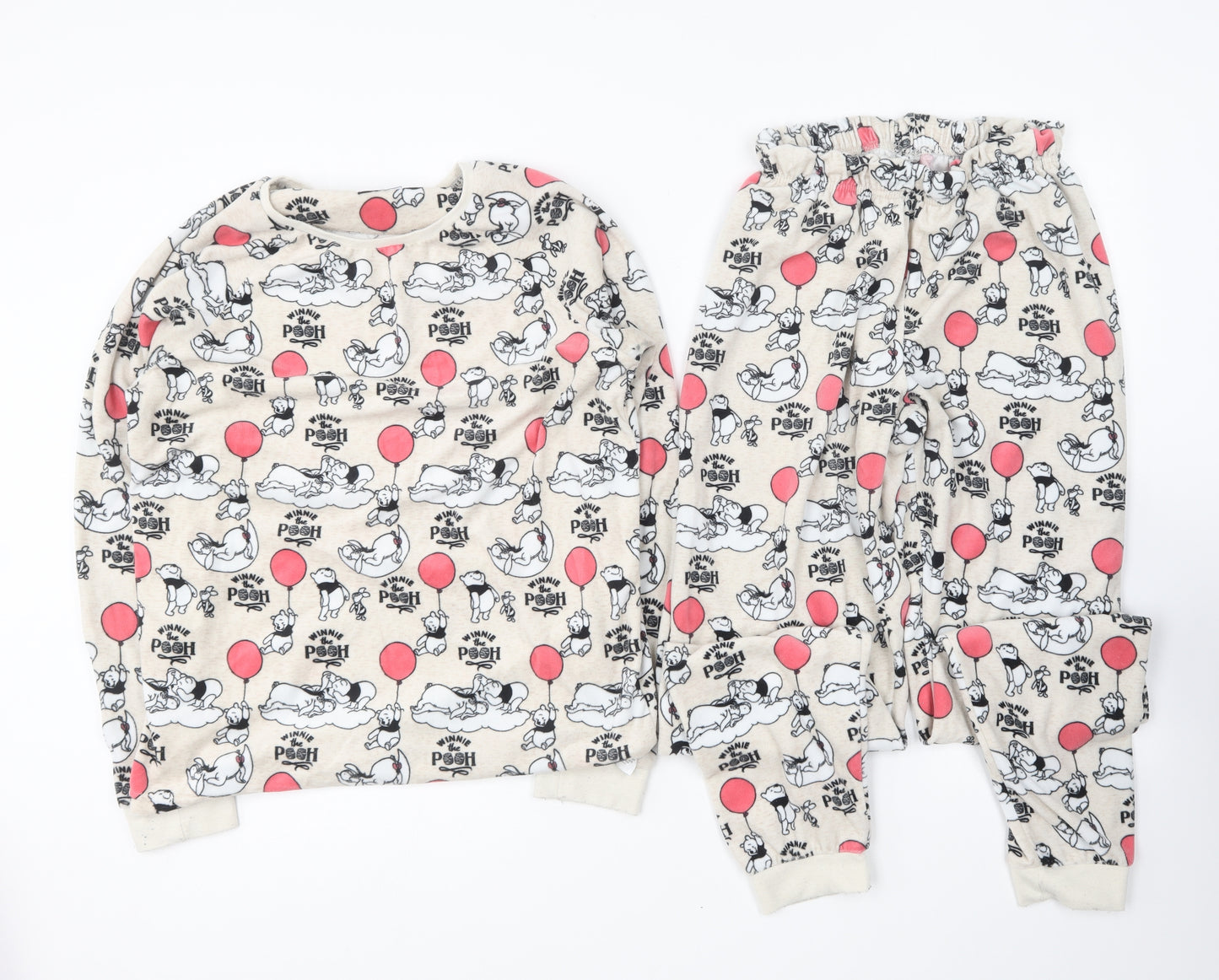 Primark Womens Multicoloured Geometric Polyester Top Pyjama Set Size 8 - Winnie The Pooh