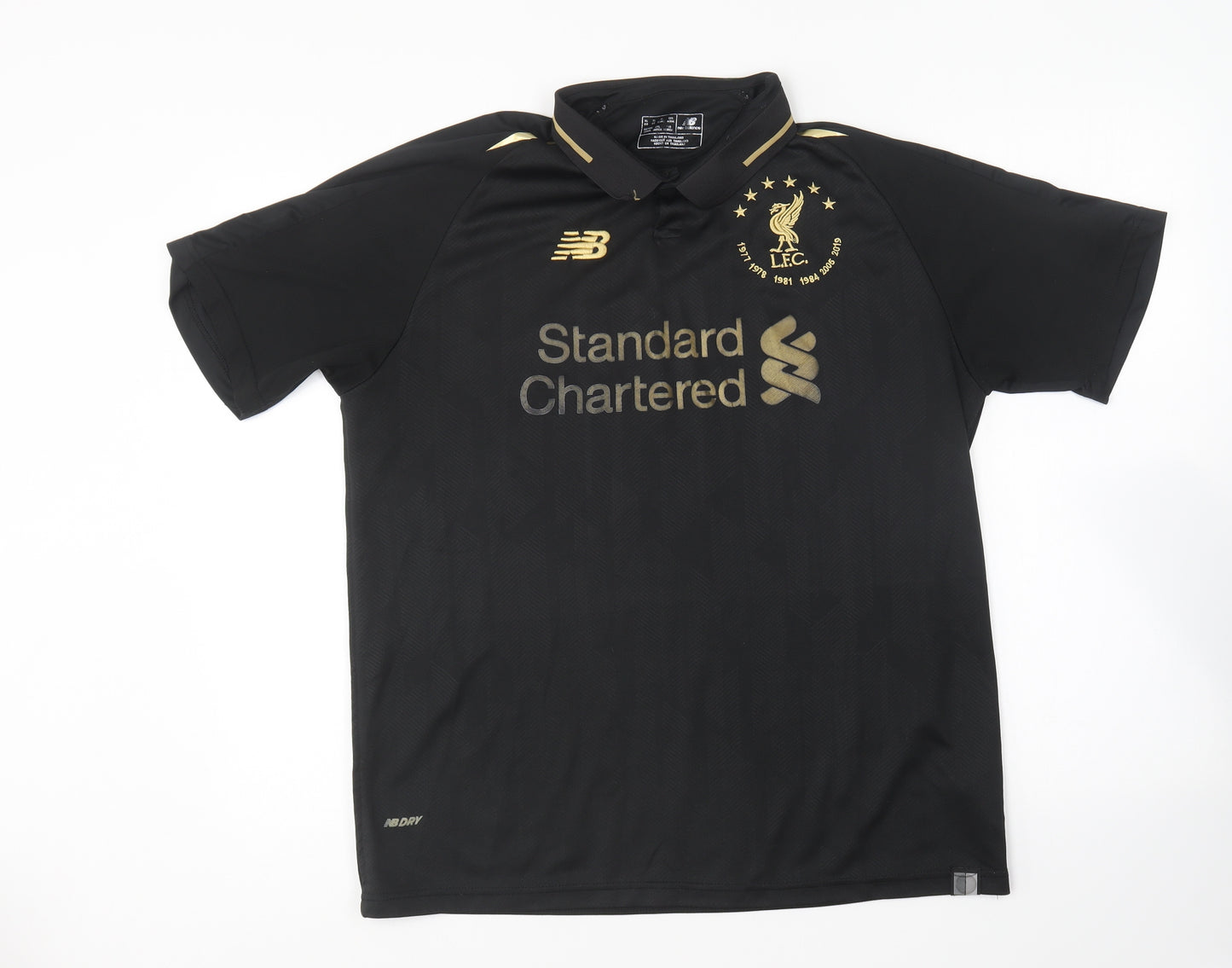 New Balance Mens Black Polyester T-Shirt Size XL Collared - Liverpool LFC