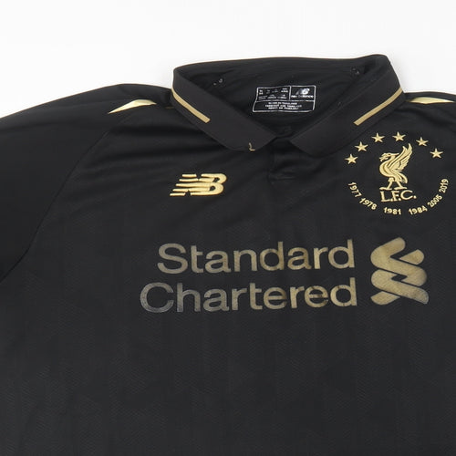 New Balance Mens Black Polyester T-Shirt Size XL Collared - Liverpool LFC