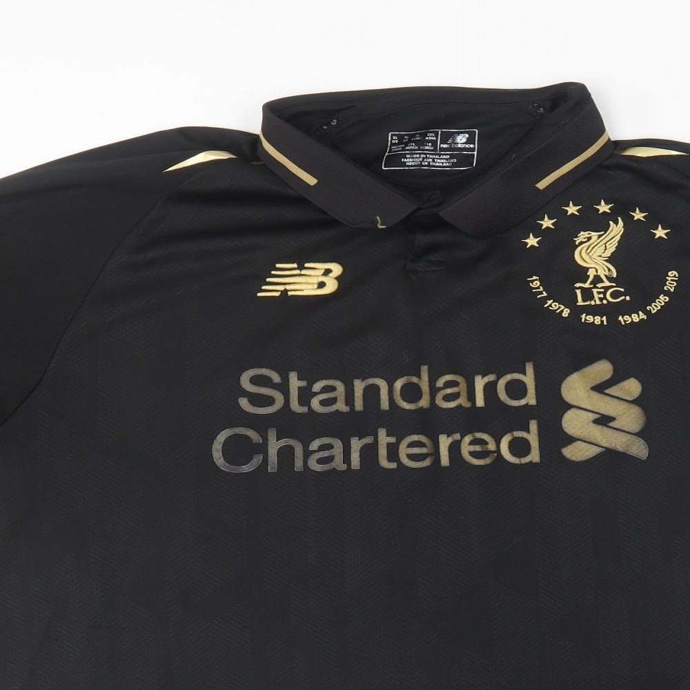 New Balance Mens Black Polyester T-Shirt Size XL Collared - Liverpool LFC