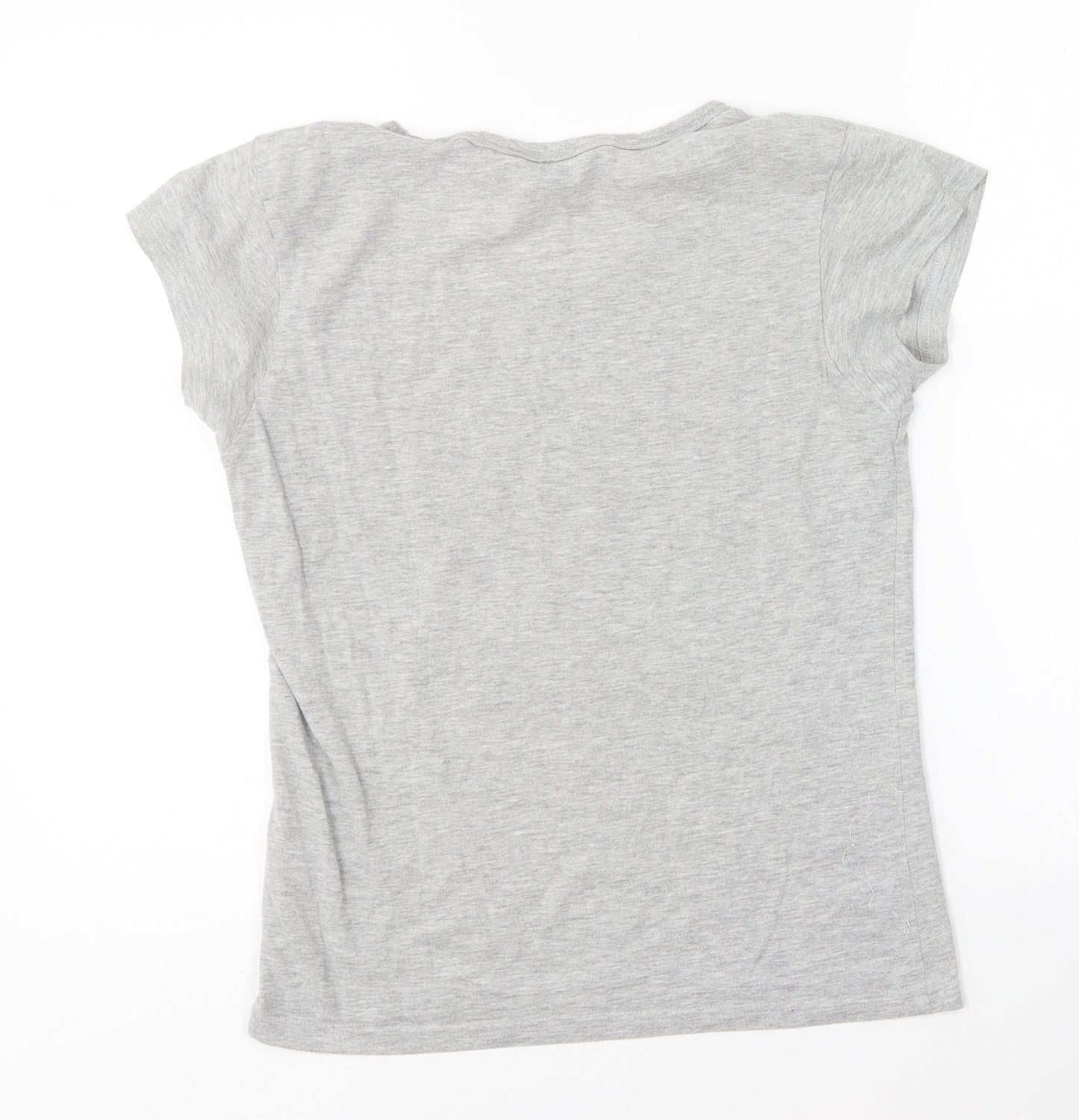 Primark Womens Grey Cotton Basic T-Shirt Size 6 Round Neck