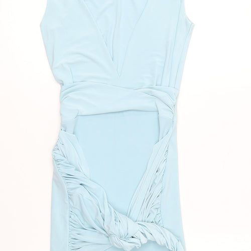 Missguided Womens Blue Polyester Bodycon Size 4 V-Neck