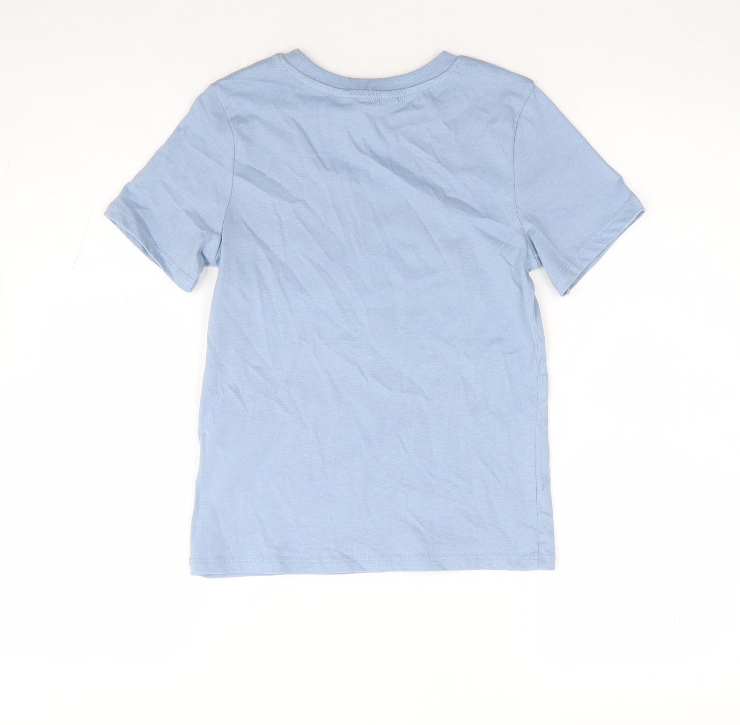 H&M Boys Blue 100% Cotton Jersey T-Shirt Size 7-8 Years Crew Neck Pullover - Dinosaur