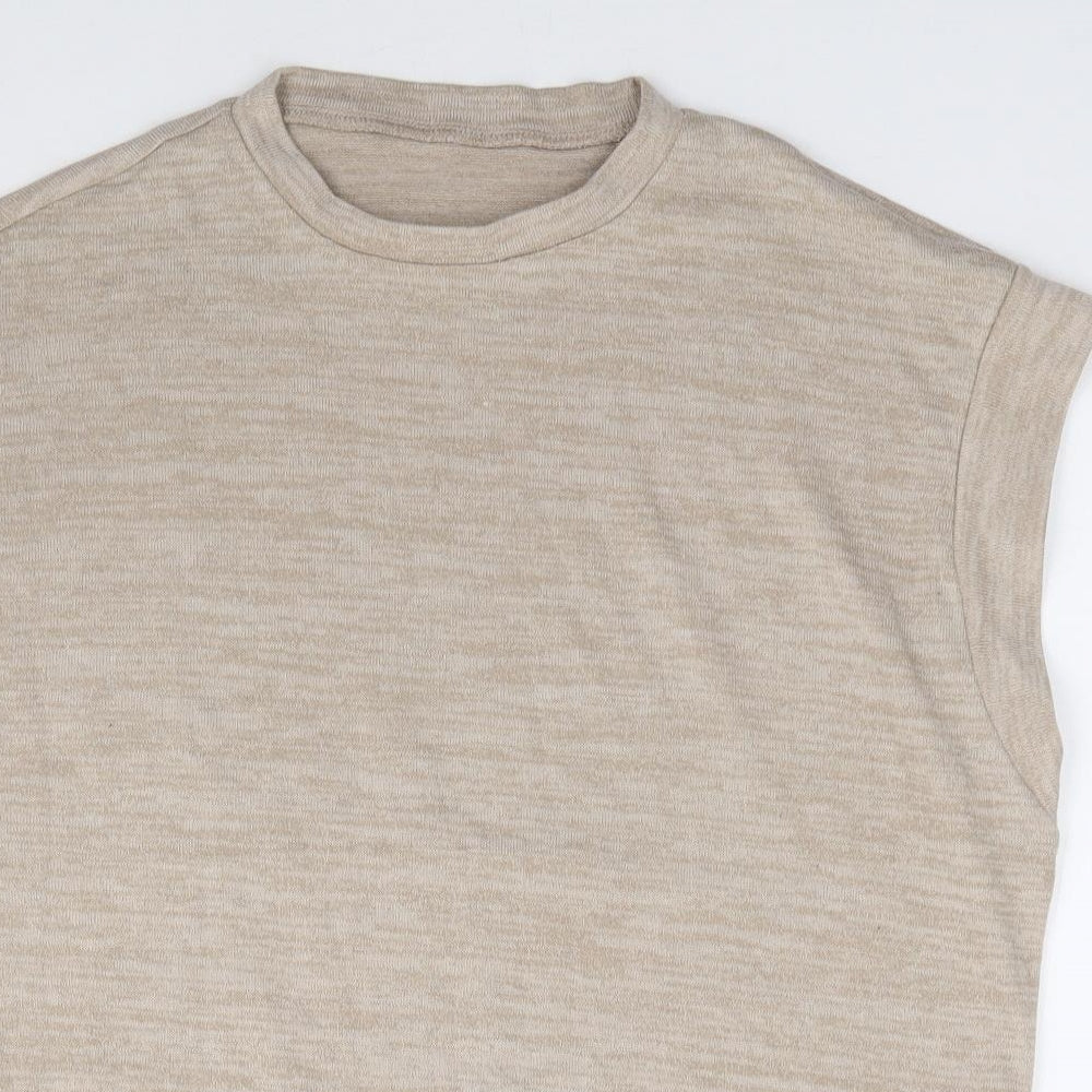 SheIn Womens Beige Crew Neck Polyester Vest Jumper Size M