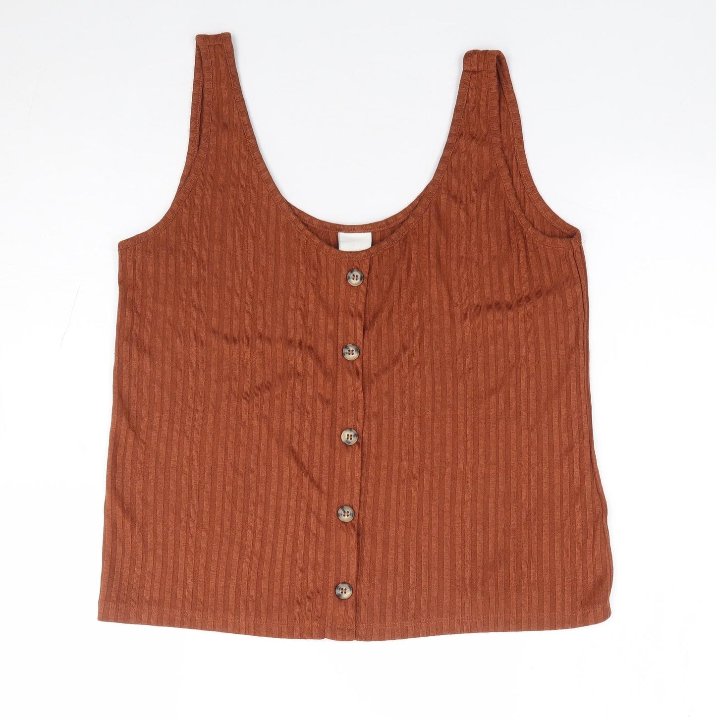 H&M Womens Brown Polyester Jersey Tank Size M Round Neck