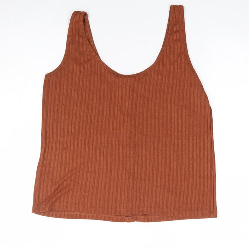 H&M Womens Brown Polyester Jersey Tank Size M Round Neck