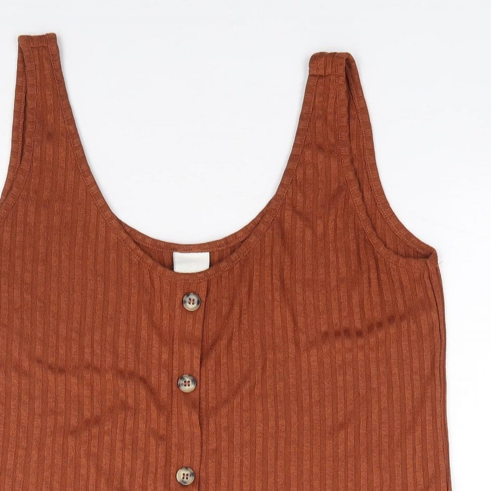 H&M Womens Brown Polyester Jersey Tank Size M Round Neck