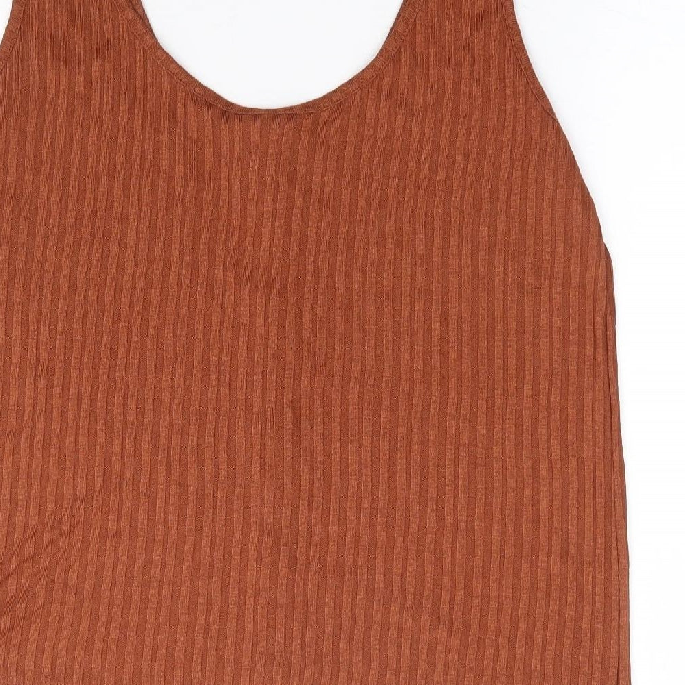 H&M Womens Brown Polyester Jersey Tank Size M Round Neck