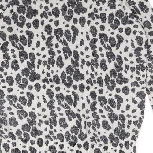 Debenhams Womens Grey Round Neck Animal Print Viscose Pullover Jumper Size 12