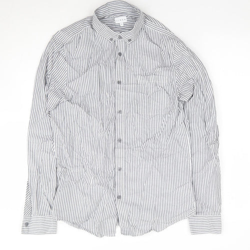 Linea Womens Blue Striped 100% Cotton Jersey Button-Up Size S Collared