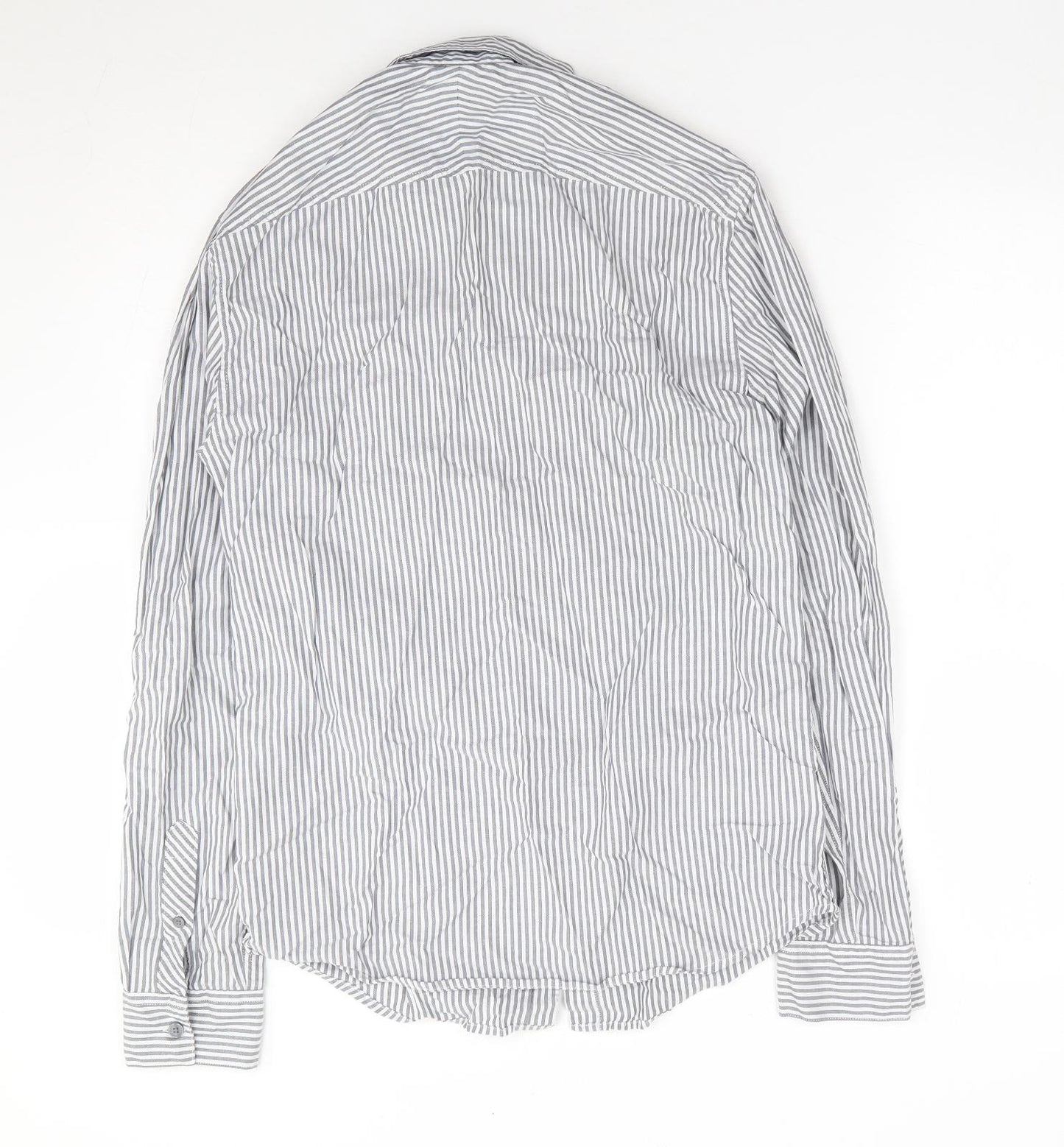 Linea Womens Blue Striped 100% Cotton Jersey Button-Up Size S Collared