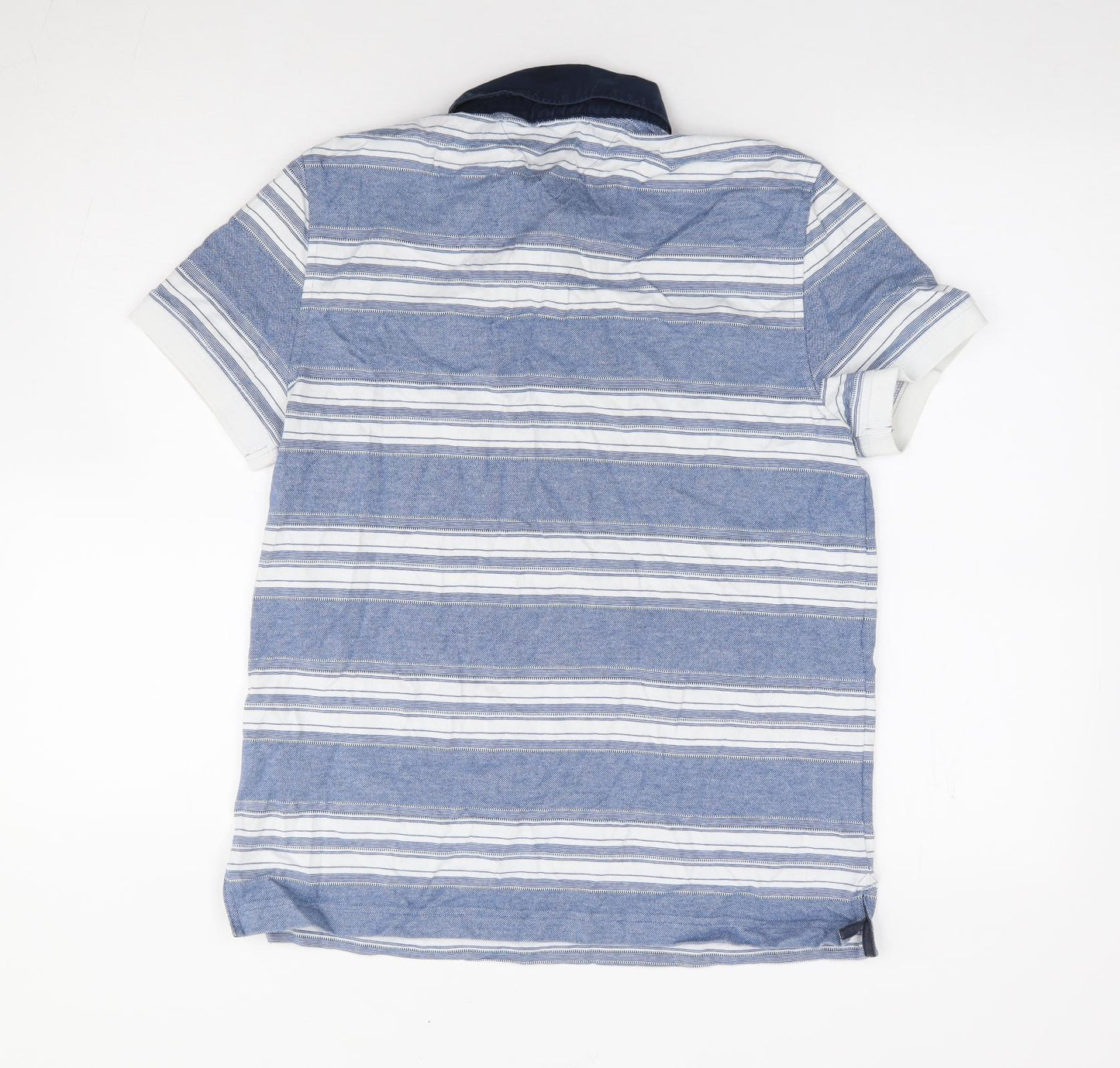 Tommy Hilfiger Mens Blue Striped Cotton Polo Size S Collared Pullover