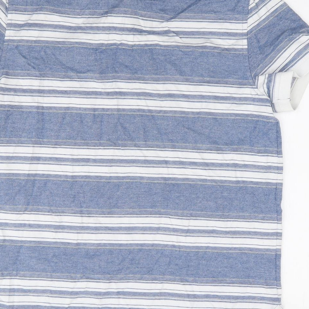 Tommy Hilfiger Mens Blue Striped Cotton Polo Size S Collared Pullover
