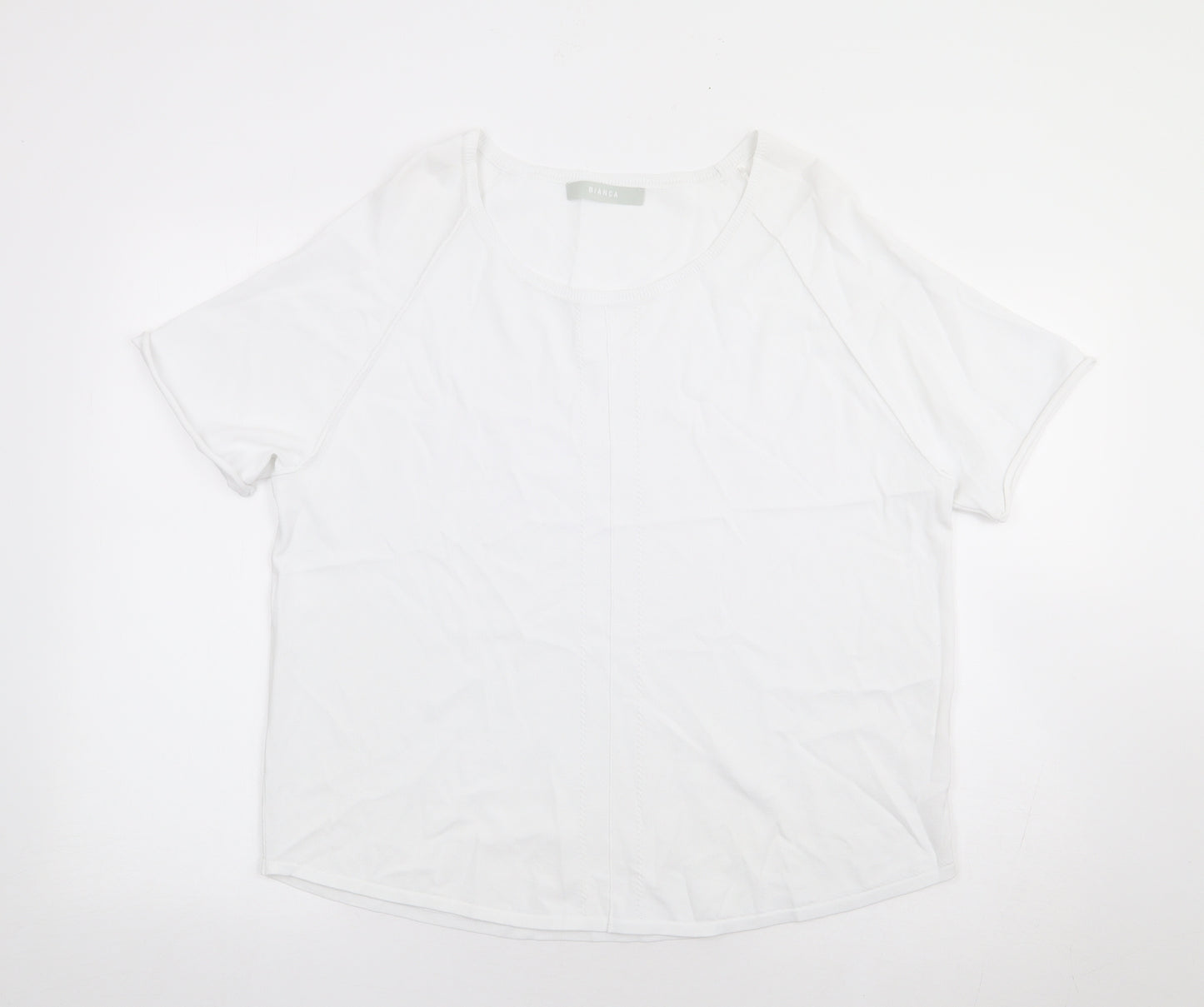Bianca Womens Ivory Round Neck Polyester Pullover Jumper Size L