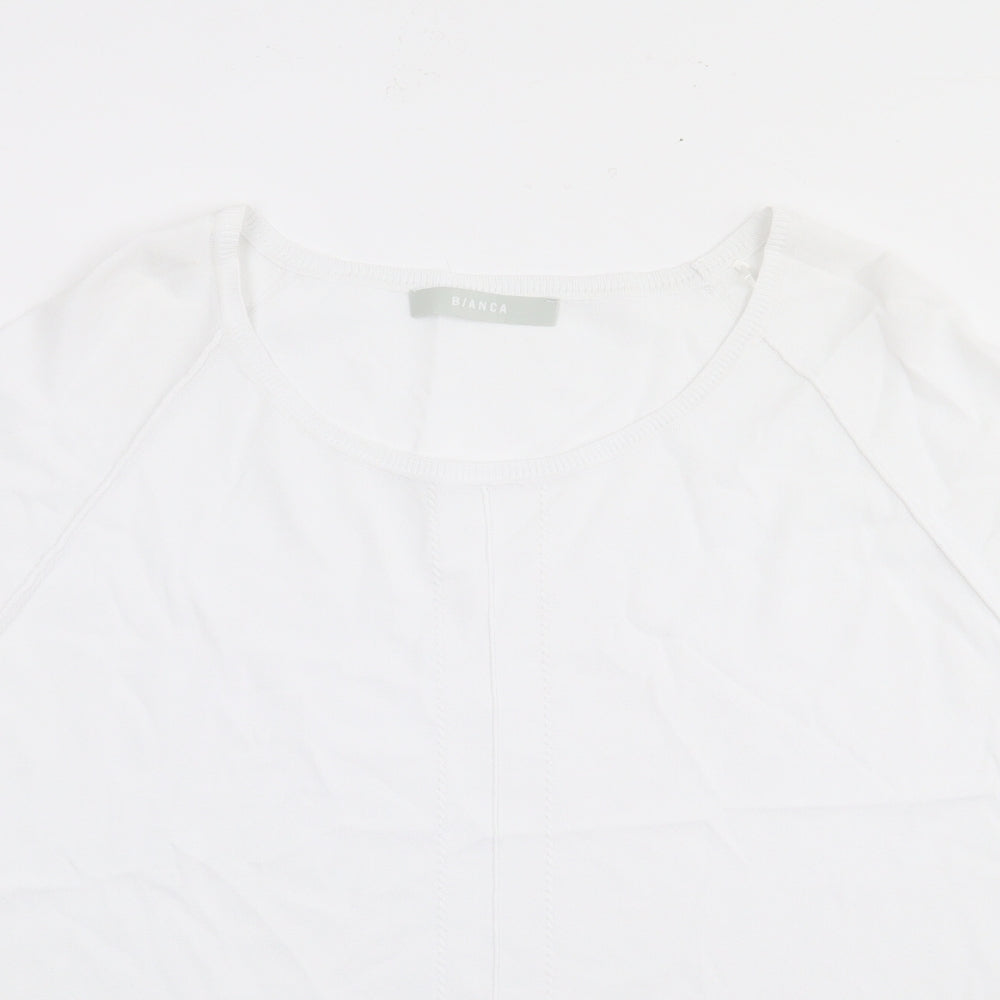 Bianca Womens Ivory Round Neck Polyester Pullover Jumper Size L
