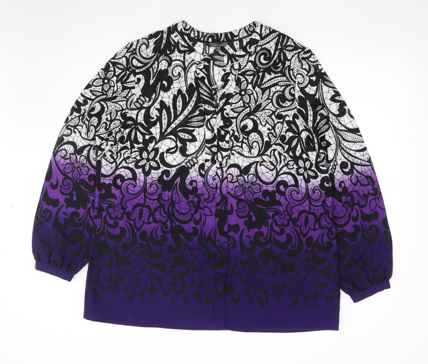 Per Una Womens Purple Floral Polyester Jersey Blouse Size 18 V-Neck