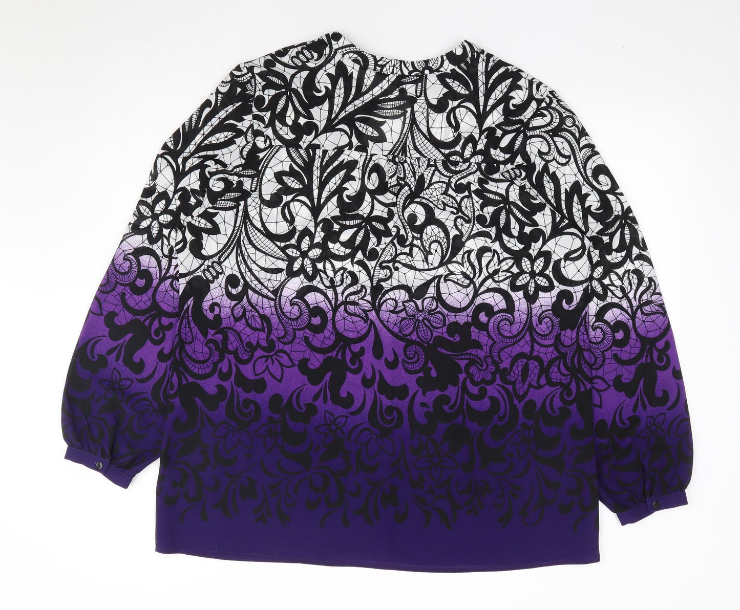 Per Una Womens Purple Floral Polyester Jersey Blouse Size 18 V-Neck
