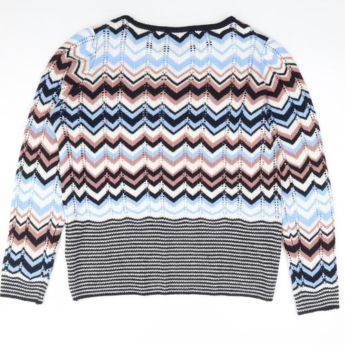 Gallery Womens Multicoloured Round Neck Geometric Acrylic Pullover Jumper Size M