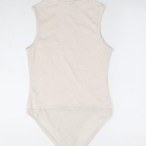 River Island Womens Beige Polyester Bodysuit One-Piece Size 10 Snap