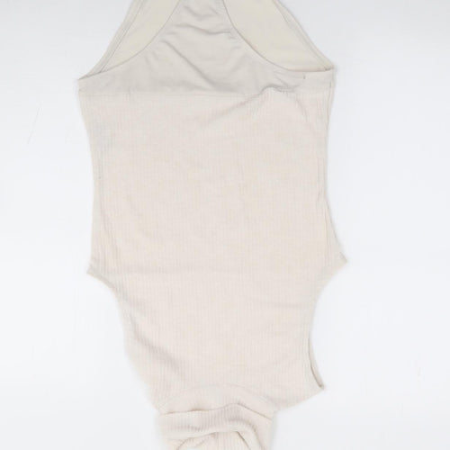 River Island Womens Beige Polyester Bodysuit One-Piece Size 10 Snap