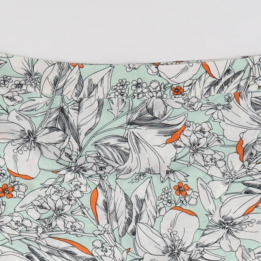 Primark Womens Green Floral Polyester Wrap Shorts Size 10 L4 in Regular Zip