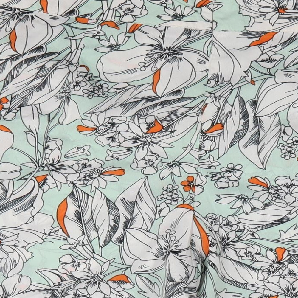 Primark Womens Green Floral Polyester Wrap Shorts Size 10 L4 in Regular Zip