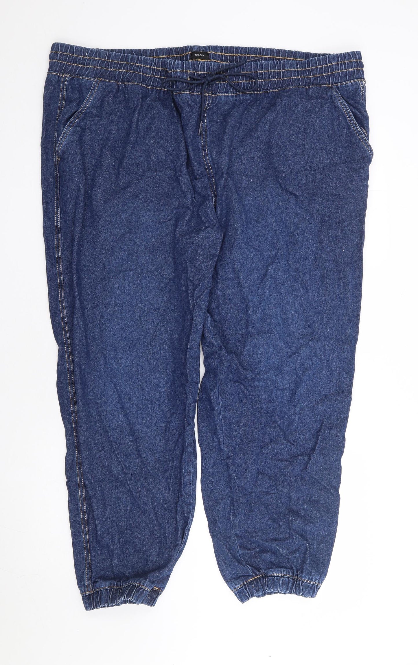 TU Womens Blue Cotton Tapered Jeans Size 22 L27 in Regular Drawstring