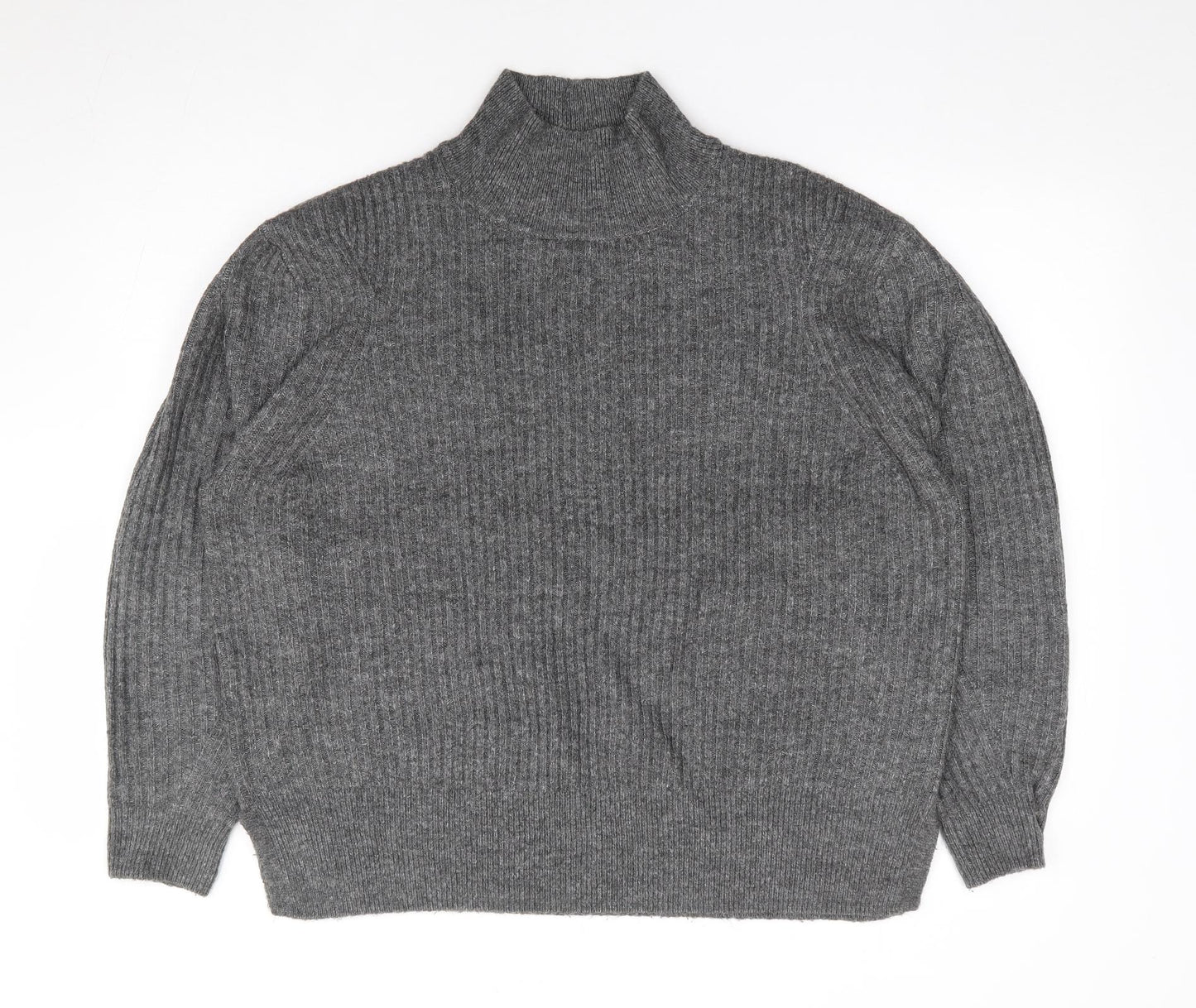 F&F Womens Grey High Neck Acrylic Pullover Jumper Size 16