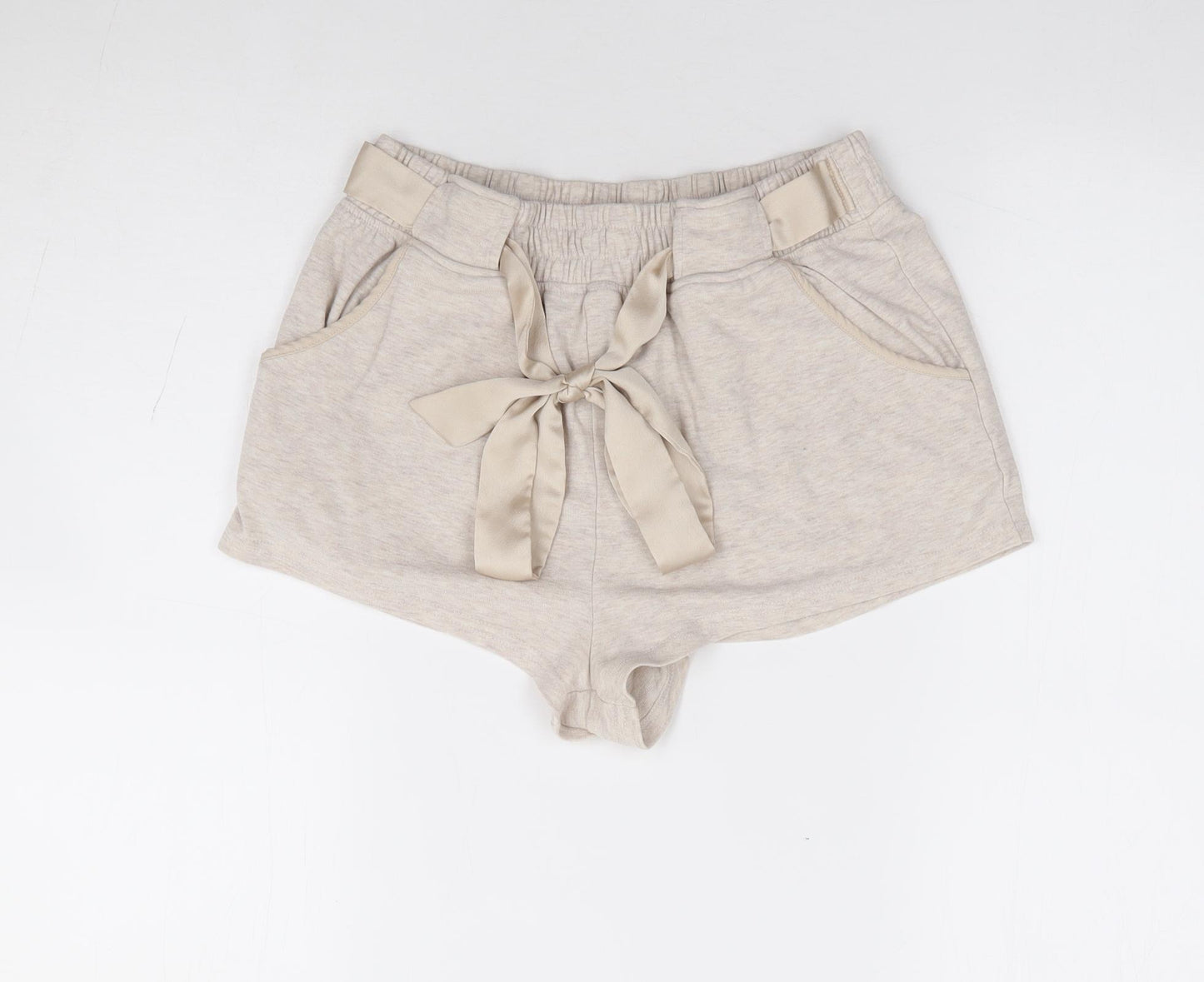 New Look Womens Beige Polyester Hot Pants Shorts Size S L3 in Regular Drawstring